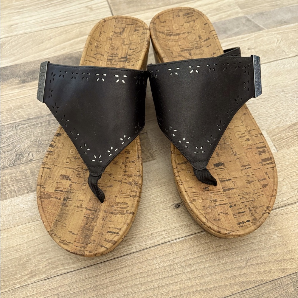 Vionic Black Wedge Sandals